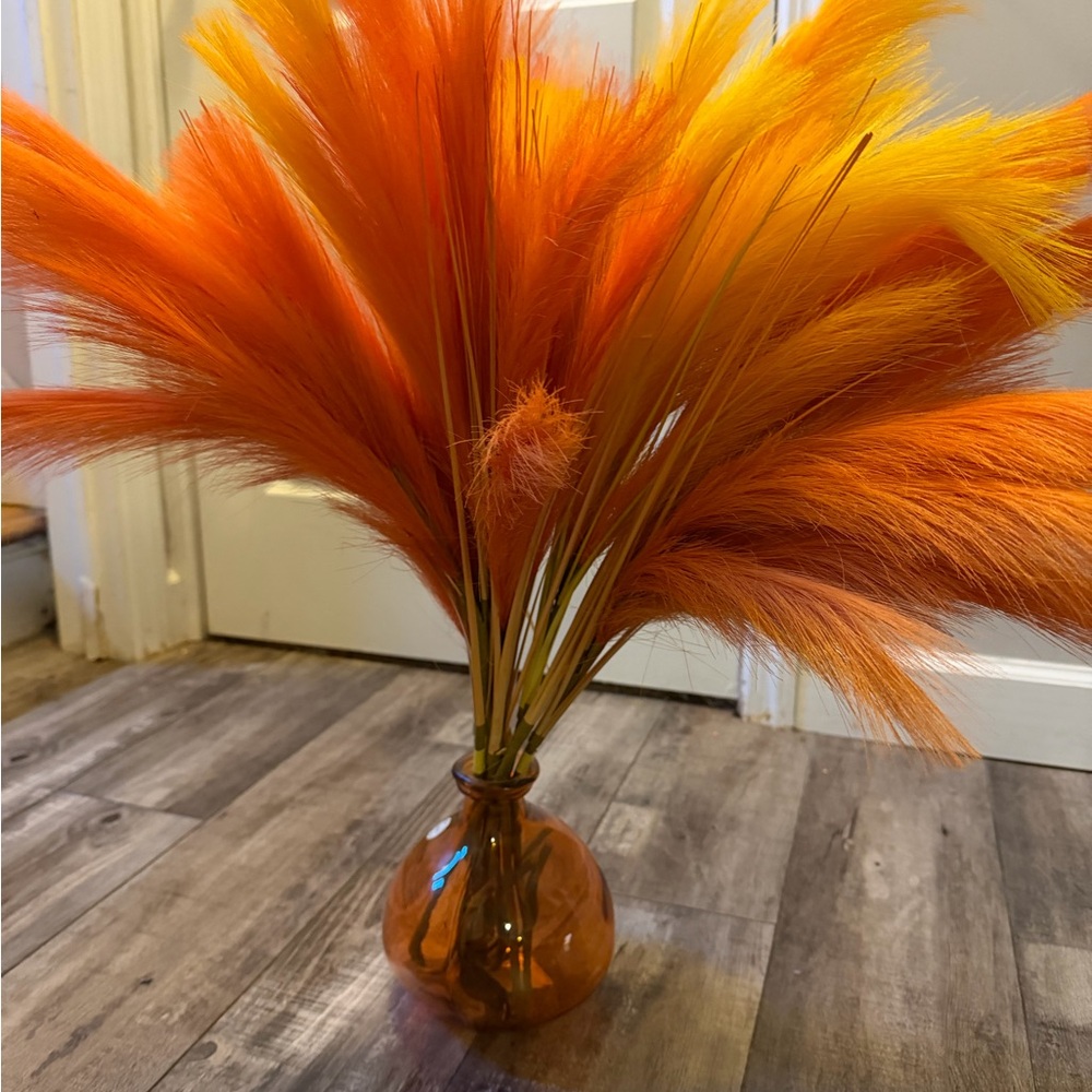 Source Unknown Vibrant Orange and Yellow Vase